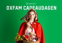 Oxfam cadeaudagen tekst op groene achtergrond